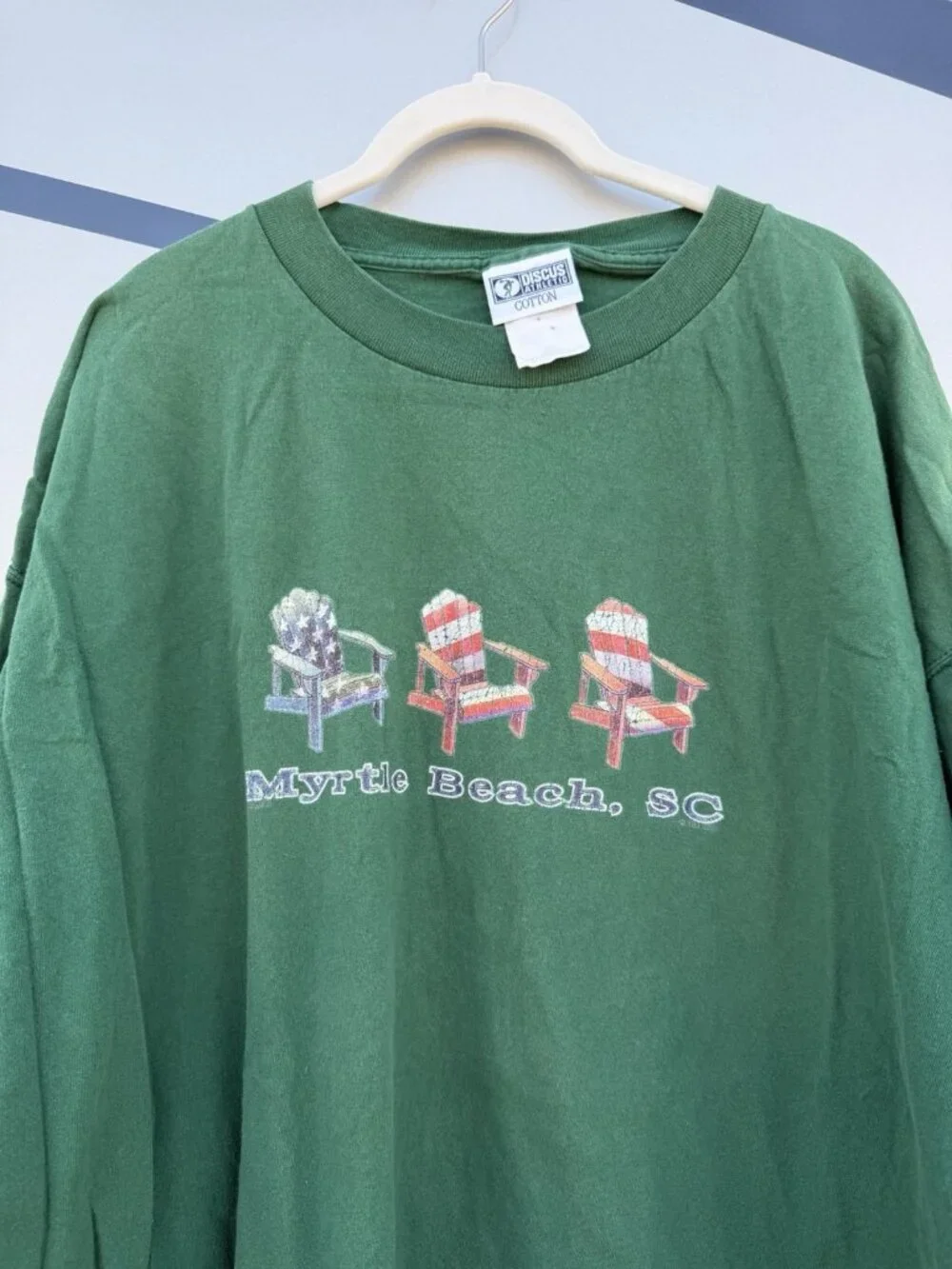Vintage Y2K  Discus Myrtle Beach South Carolina green adirondacks tshirt 3XL